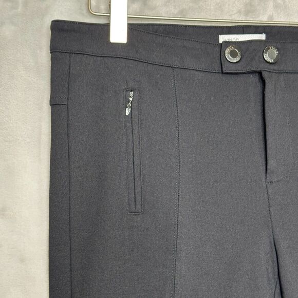 VINCE Pant Womens 6 Black Ponte Knit Skinny Mid Rise Flat Front Pockets Career - Picture 3 of 10